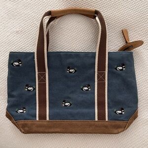 Vintage L.L. Bean Small Canvas Tote with Embroidered Duck Design